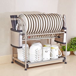 厨房收纳新选择 304双层不锈钢碗碟收纳架的实用与美学